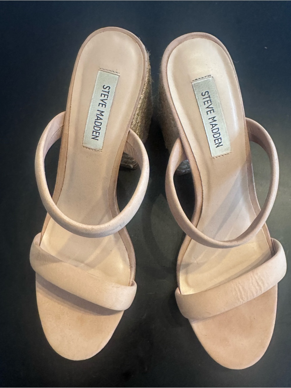 Steve Madden Blush Pink Suede-Look Strappy Block Heel Mules